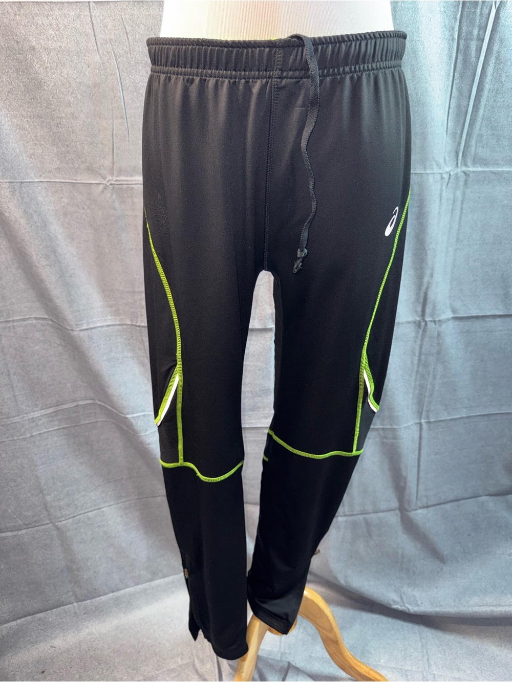 1563-AASICS Black Track Joggers with Lime Trim